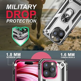 iPhone 14 Pro Grijs - Armor met Kickstand Ring
