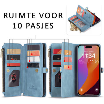 iPhone 15 Plus Aqua Blue - MagSafe Book Case met Rits