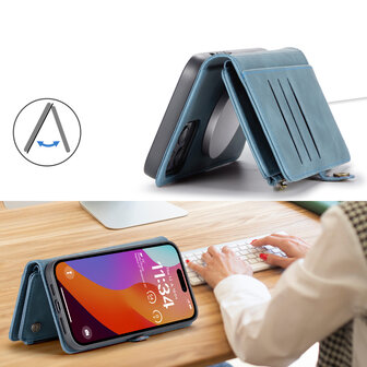 iPhone 15 Plus Aqua Blue - MagSafe Book Case met Rits