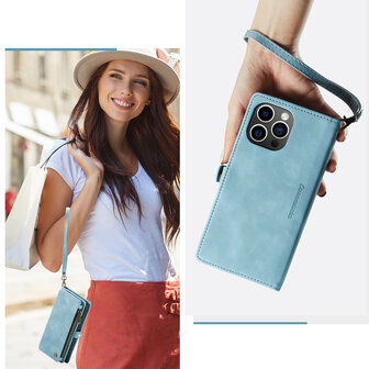 iPhone 15 Plus Aqua Blue - MagSafe Book Case met Rits