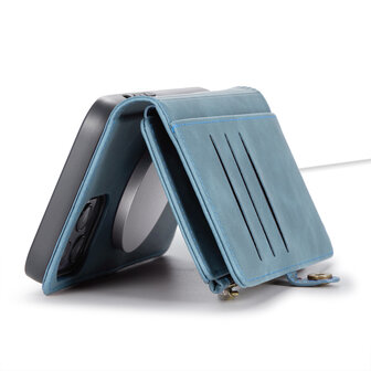 iPhone 15 Plus Aqua Blue - MagSafe Book Case met Rits