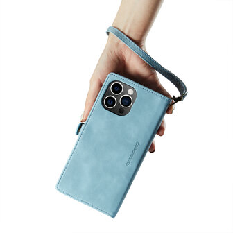 iPhone 15 Plus Aqua Blue - MagSafe Book Case met Rits