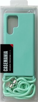 Samsung S22 Ultra Turquoise - TPU Back Cover met Koord
