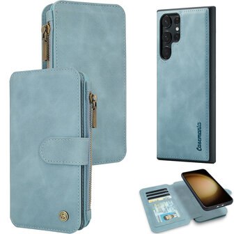 Samsung S23 Ultra Aqua Blue - 2 in 1 Book Case met Rits
