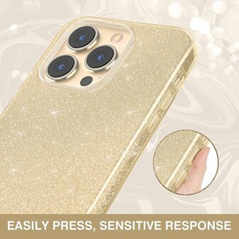 iPhone 14 Pro - Glitter Back Cover - Goud