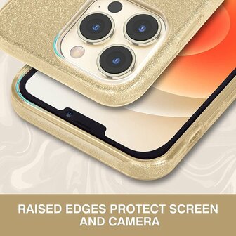 iPhone 14 Pro - Glitter Back Cover - Goud