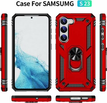Samsung S23 Rood - Armor met Kickstand Ring