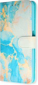Samsung S23 met Marmer Aqua Print - Book Case