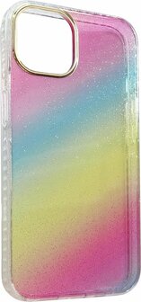iPhone 14 - Regenboog Glitter Back Cover - Spectrum