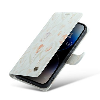iPhone 14 Pro met Tulpen Print - Book Case