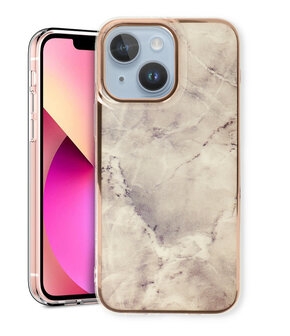 iPhone 15 Plus - Marmer Back Cover - Steen