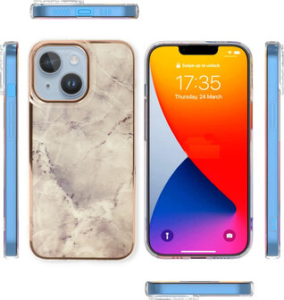 iPhone 15 Plus - Marmer Back Cover - Steen