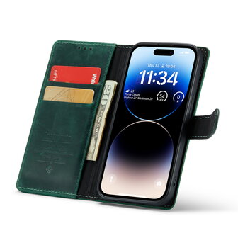 iPhone 14 Pro Groen - Lederen Book Case