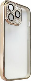 iPhone 14 Pro - Glitter Cam Back Cover - Goud