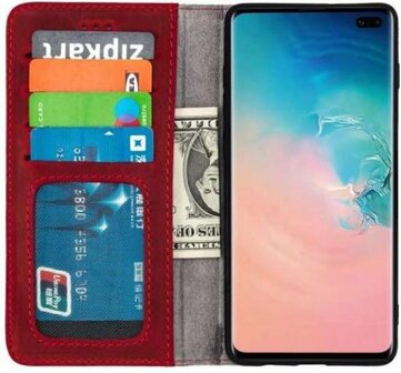 Samsung S10 Plus Rood - Lederen Book Case