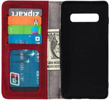 Samsung S10 Plus Rood - Lederen Book Case