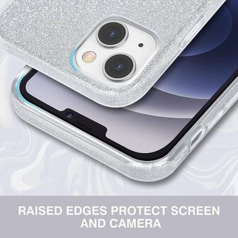 iPhone 14 Plus - Glitter Back Cover - Zilver