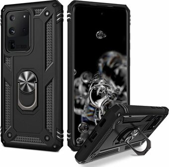 Samsung S20 Ultra - Armor met Kickstand Ring - Zwart