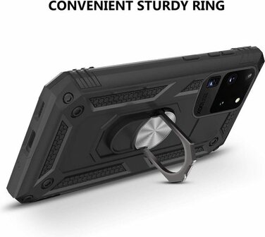 Samsung S20 Ultra - Armor met Kickstand Ring - Zwart