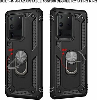 Samsung S20 Ultra - Armor met Kickstand Ring - Zwart
