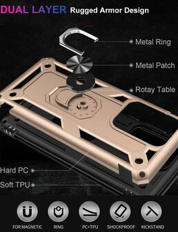 Samsung S20 Ultra - Armor met Kickstand Ring - Goud