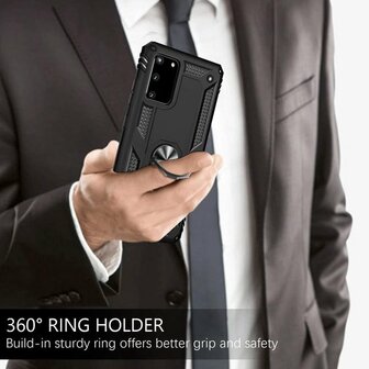 Samsung S20 - Armor met Kickstand Ring - Zwart