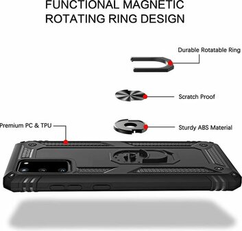 Samsung S20 - Armor met Kickstand Ring - Zwart