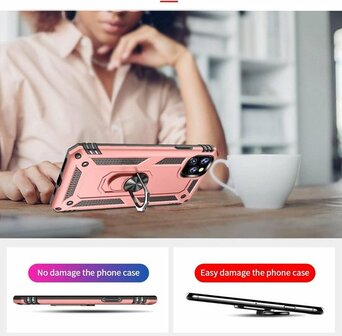 iPhone 11 Pro - Armor met Kickstand Ring - Rosegoud