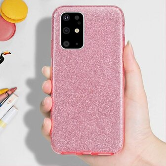 Samsung S20 Plus - Siliconen - Glitter Back Cover - Roze