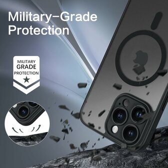 iPhone 16 Pro - Matte MagSafe Armor Back Cover - Zwart