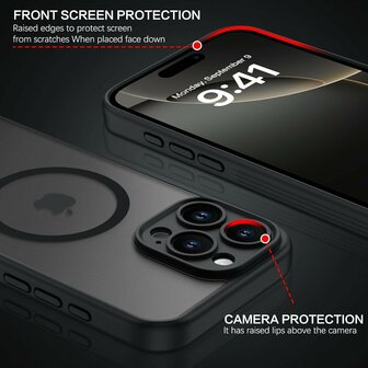 iPhone 16 Pro - Matte MagSafe Armor Back Cover - Zwart