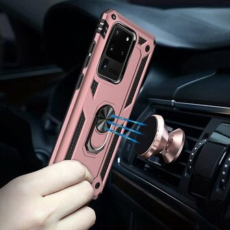 Samsung S20 Ultra - Armor met Kickstand Ring - Ros&eacute;goud