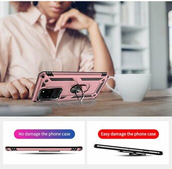 Samsung S20 Ultra - Armor met Kickstand Ring - Ros&eacute;goud