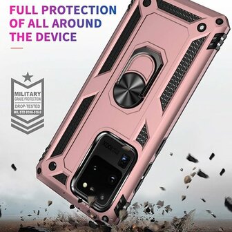 Samsung S20 Ultra - Armor met Kickstand Ring - Ros&eacute;goud