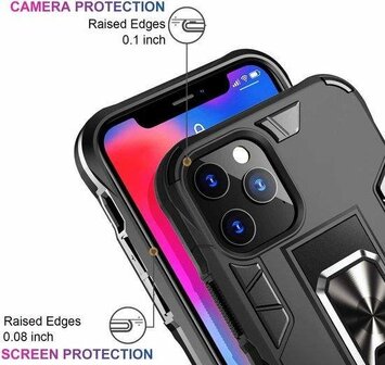 iPhone 12 Pro Max Zwart - Magnetic Kickstand Armor Case