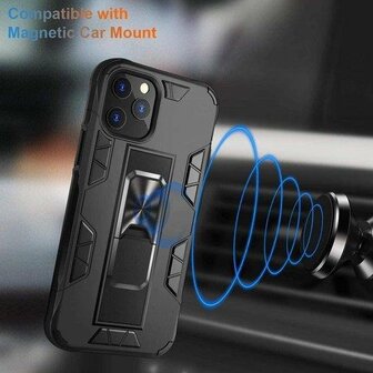 iPhone 12 Pro Max Zwart - Magnetic Kickstand Armor Case