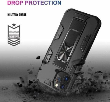 iPhone 12 Pro Max Zwart - Magnetic Kickstand Armor Case