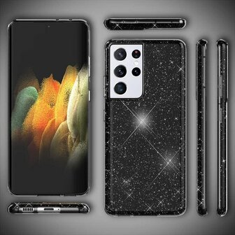 Samsung S23 Ultra - Glitter Back Cover - Zwart