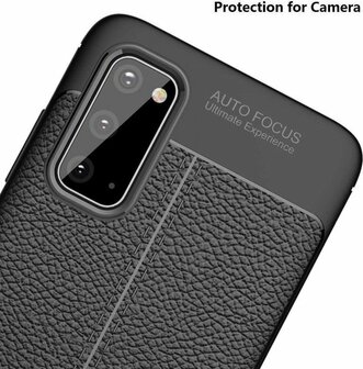 Samsung S20 - Leather Textured Back Cover - Zwart
