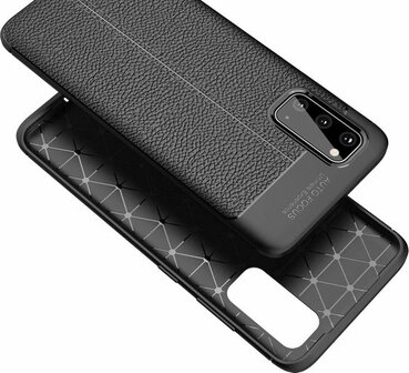 Samsung S20 - Leather Textured Back Cover - Zwart