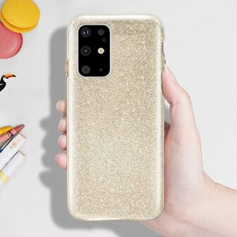 Samsung S20 Plus - Siliconen - Glitter Back Cover - Goud