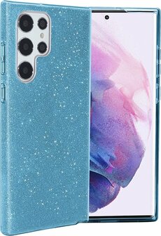Samsung S23 Ultra - Glitter Back Cover - Blauw