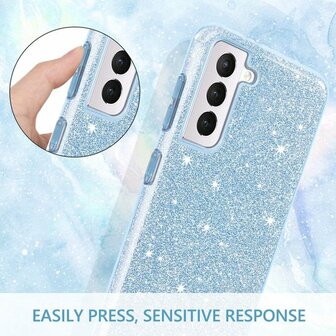 Samsung S23 Plus - Glitter Back Cover - Blauw