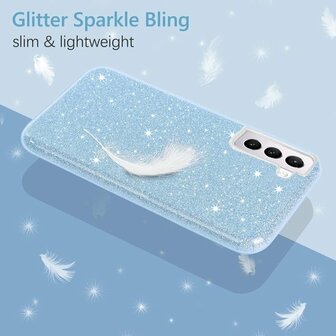 Samsung S23 Plus - Glitter Back Cover - Blauw