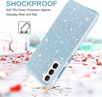 Samsung S23 Plus - Glitter Back Cover - Blauw