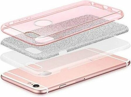 iPhone XS Max - Glitter Back Cover - Roze