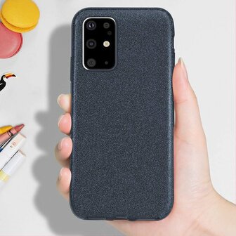 Samsung S20 Plus - Siliconen - Glitter Back Cover - Zwart