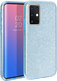 Samsung S20 Plus - Siliconen - Glitter Back Cover - Blauw