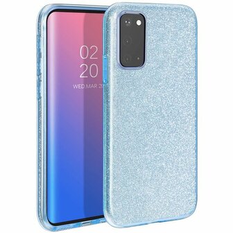 Samsung S20 Plus - Siliconen - Glitter Back Cover - Blauw