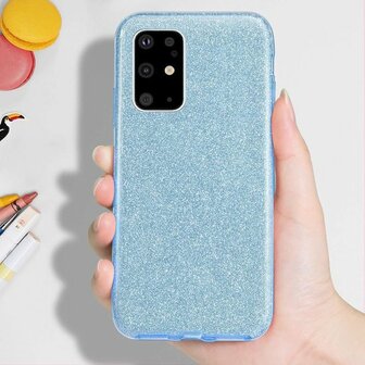 Samsung S20 Plus - Siliconen - Glitter Back Cover - Blauw